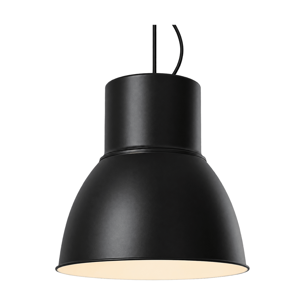 Hugo Large Matt Black Pendant Light on transparent background