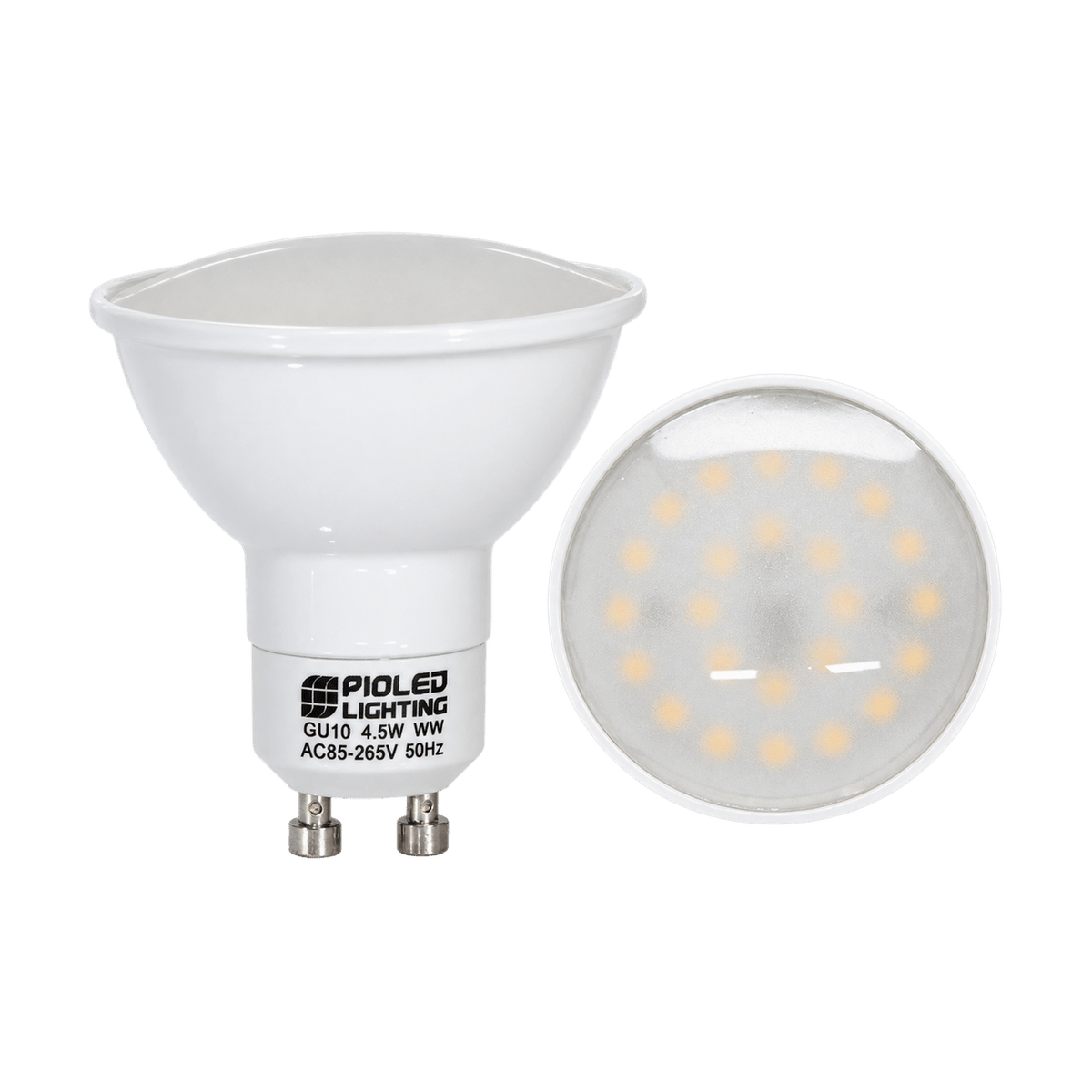 4.5W GU10 LED Downlight Bulb – GU10, 4000K Cool white on transparent background