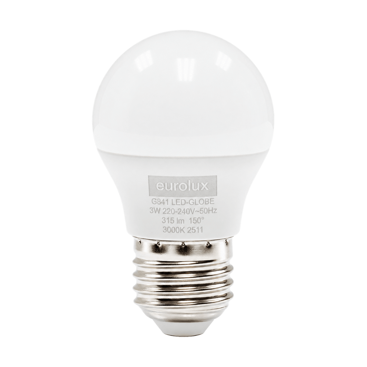 3W Dimmable White LED Bulb – E27, 3000K Warm White on transparent background