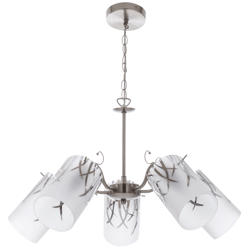 Satin Chrome Chandelier - Frosted Glass — transparent background