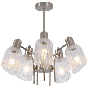 Satin Chrome Chandelier Glass Fluted — white background