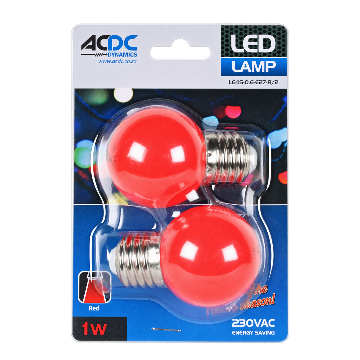 1W Golf Ball LED Bulb - E27 - Red — transparent background
