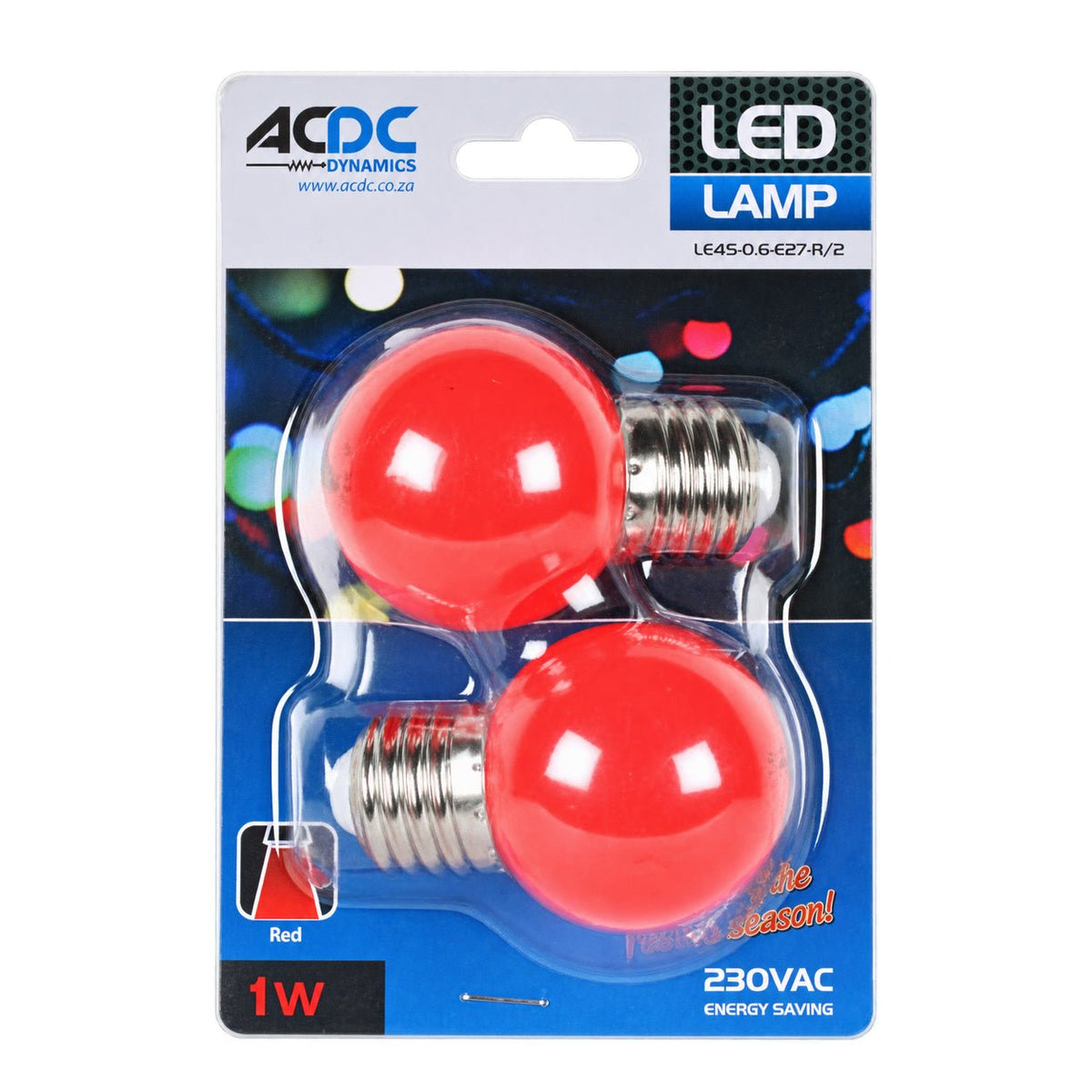 1W Golf Ball LED Bulb - E27 - Red — white background