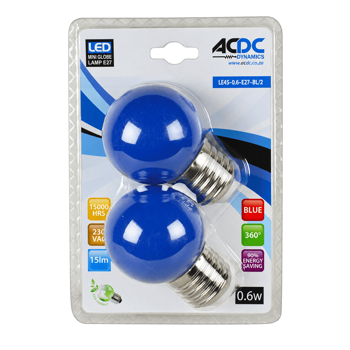 1W Golf Ball LED Bulb - E27 - Blue — transparent background