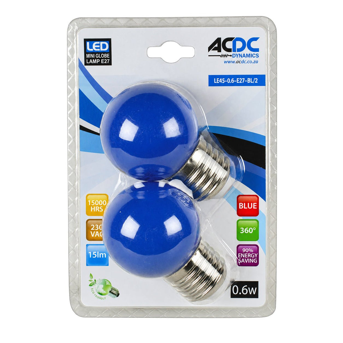 1W Golf Ball LED Bulb - E27 - Blue — white background