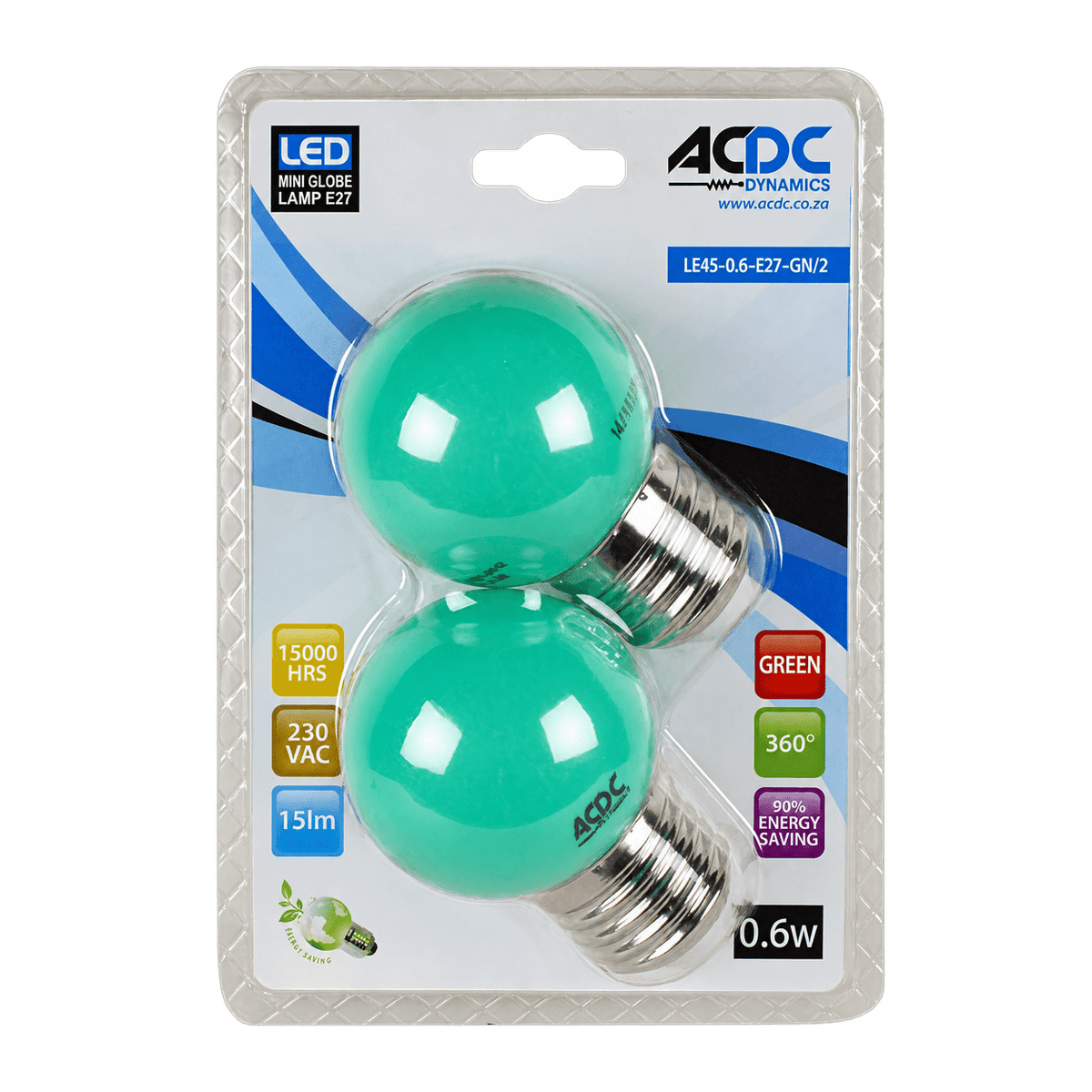 1W Golf Ball LED Bulb - E27 - Green — transparent background