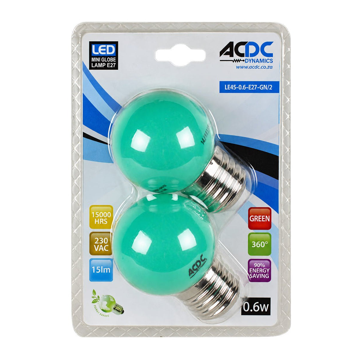 1W Golf Ball LED Bulb - E27 - Green — white background