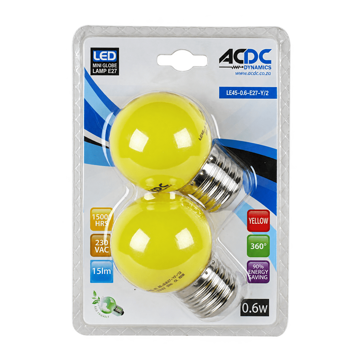 1W Golf Ball LED Bulb - E27 - Yellow — transparent background