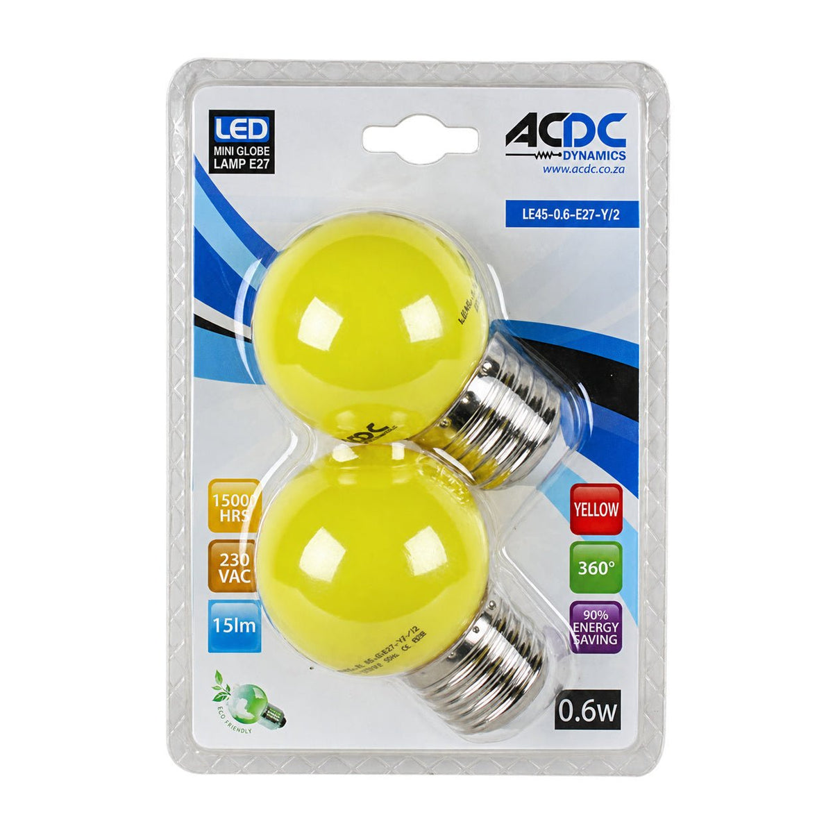 1W Golf Ball LED Bulb - E27 - Yellow — white background