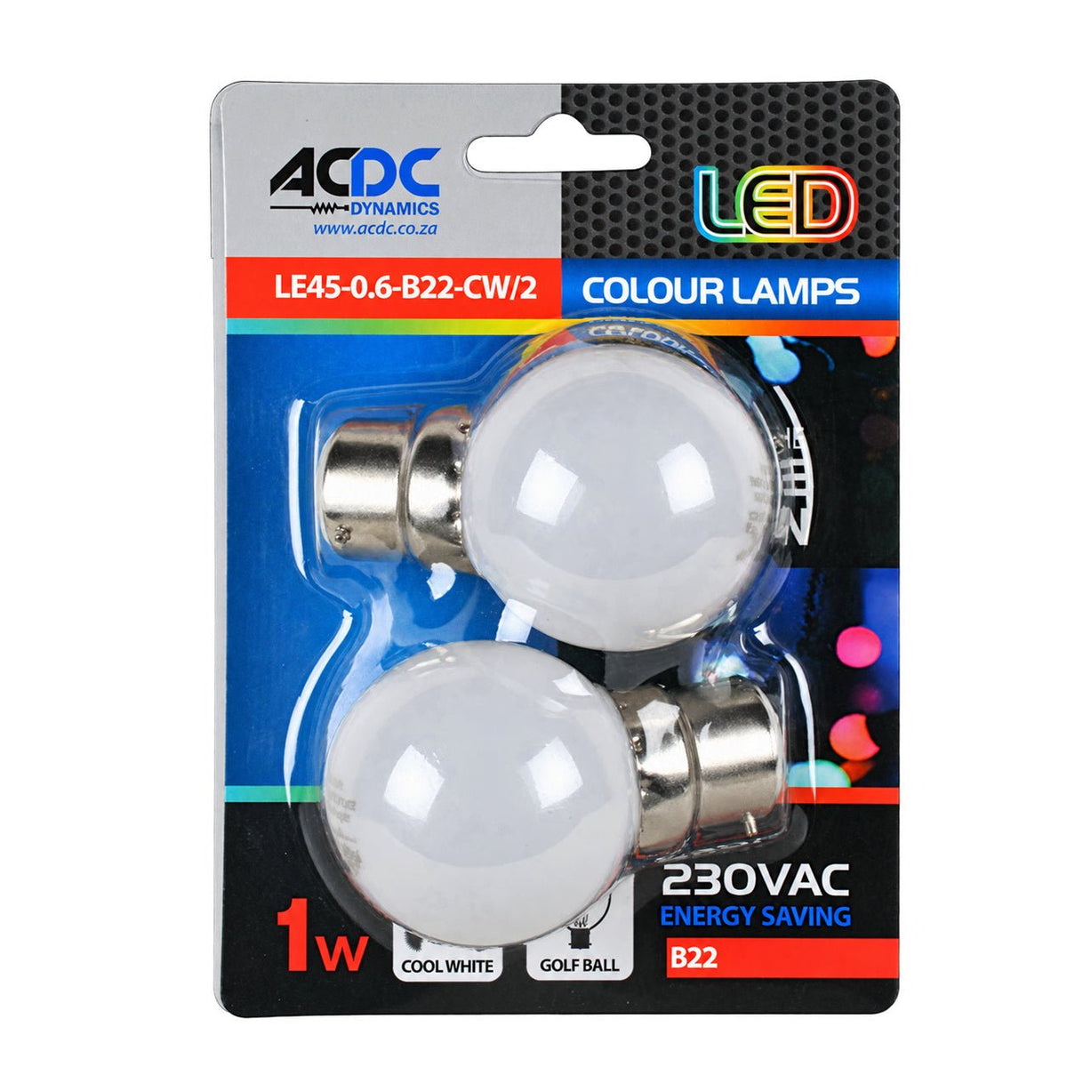 1W White Golf Ball LED Bulb – B22, 4200K Cool White — white background