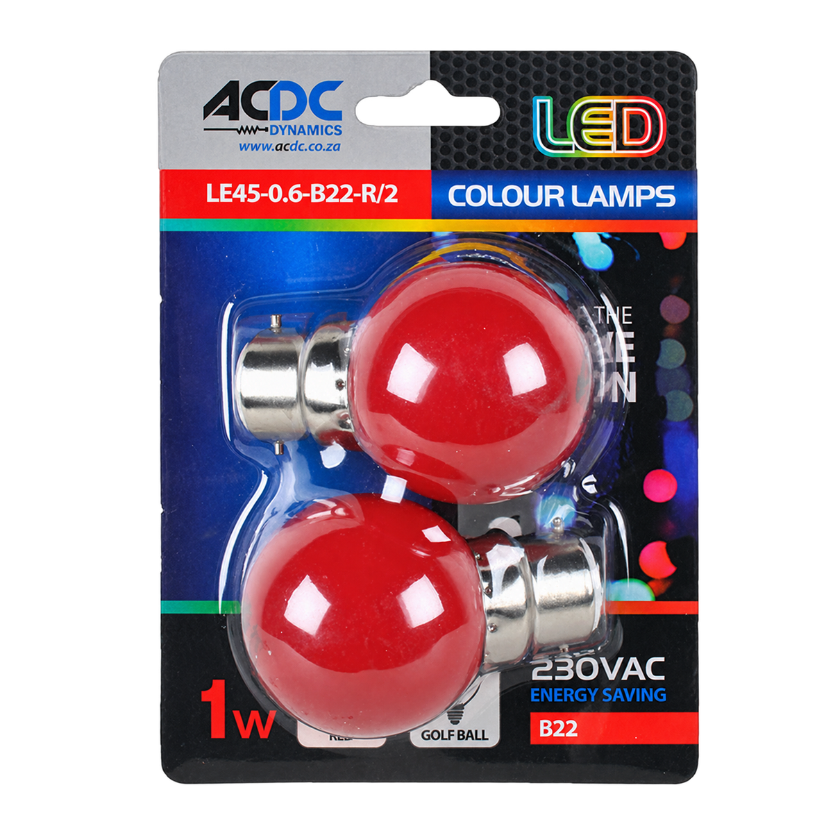 1W Golf Ball LED Bulb - B22 - Red — transparent background