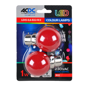 1W Golf Ball LED Bulb - B22 - Red — transparent background
