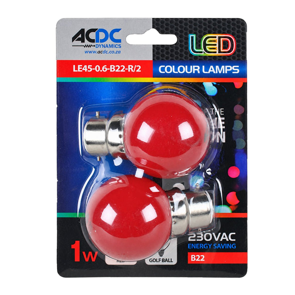 1W Golf Ball LED Bulb - B22 - Red — white background