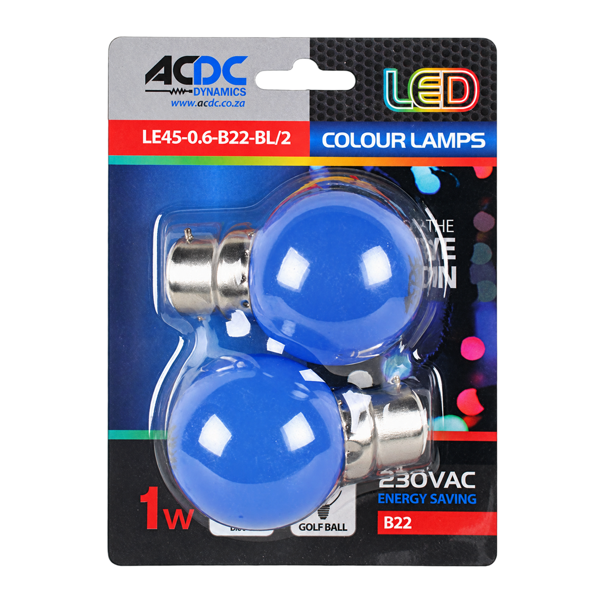 1W Golf Ball LED Bulb - B22 - Blue — transparent background