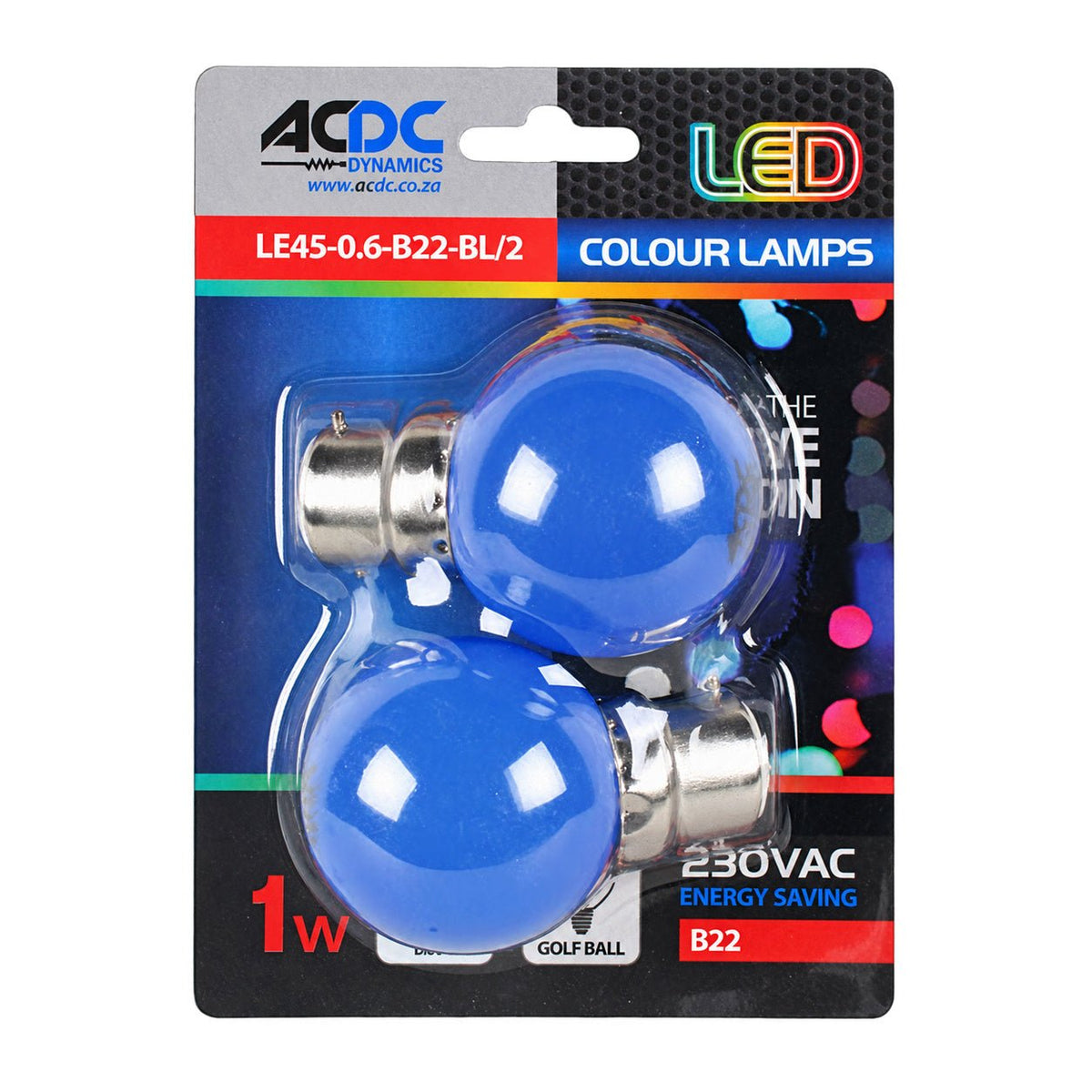 1W Golf Ball LED Bulb - B22 - Blue — white background