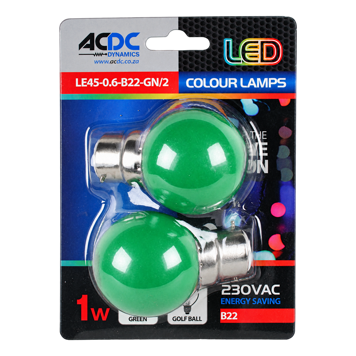 1W Golf Ball LED Bulb - B22 - Green — transparent background