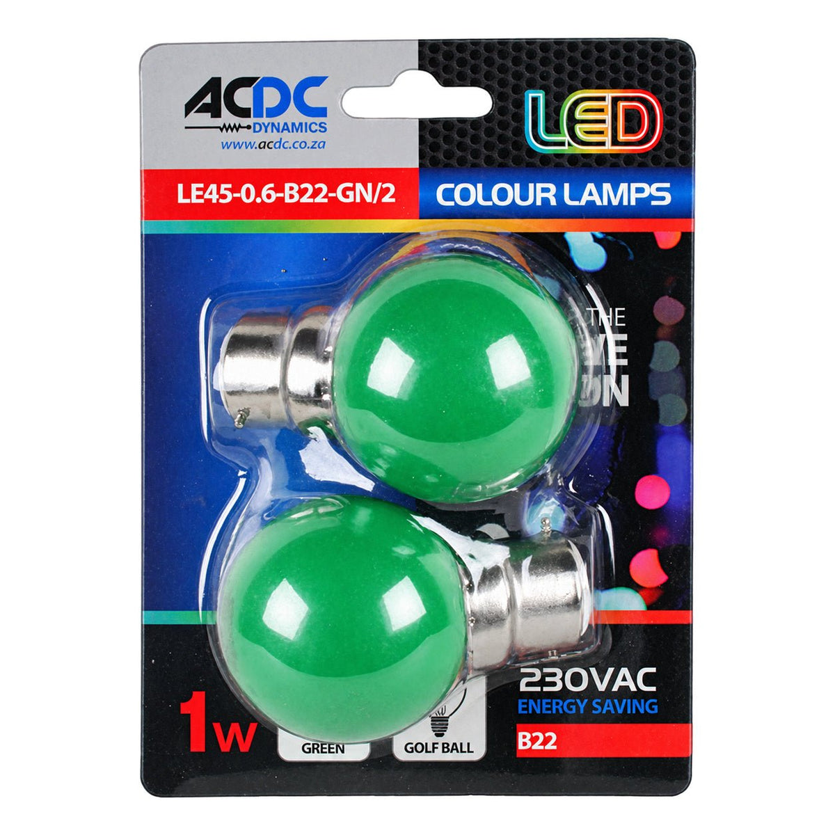 1W Golf Ball LED Bulb - B22 - Green — white background