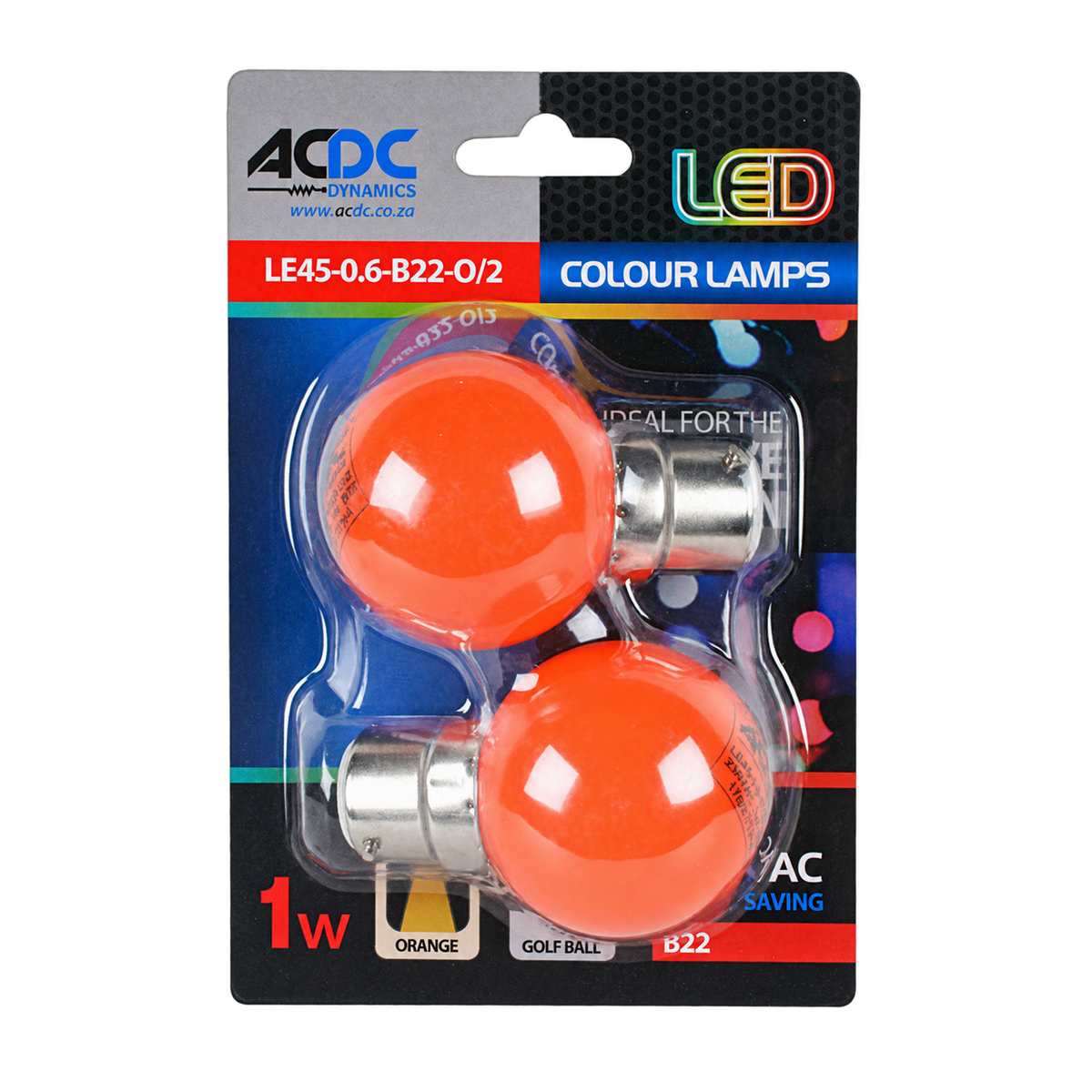 1W Golf Ball LED Bulb - B22 - Orange — transparent background