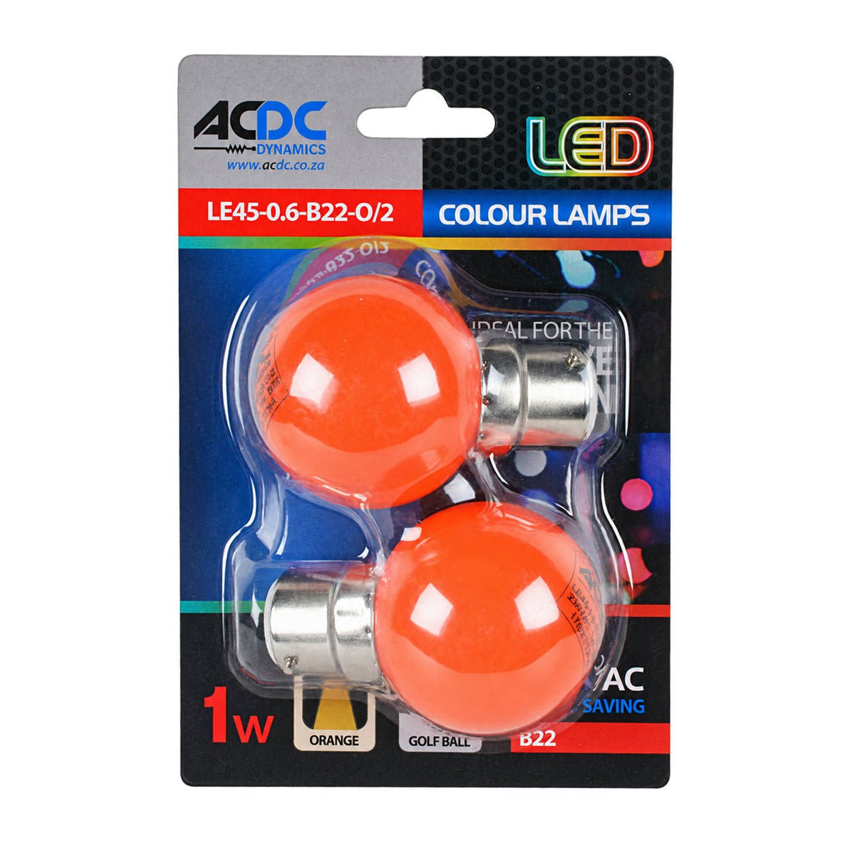 1W Golf Ball LED Bulb - B22 - Orange — white background
