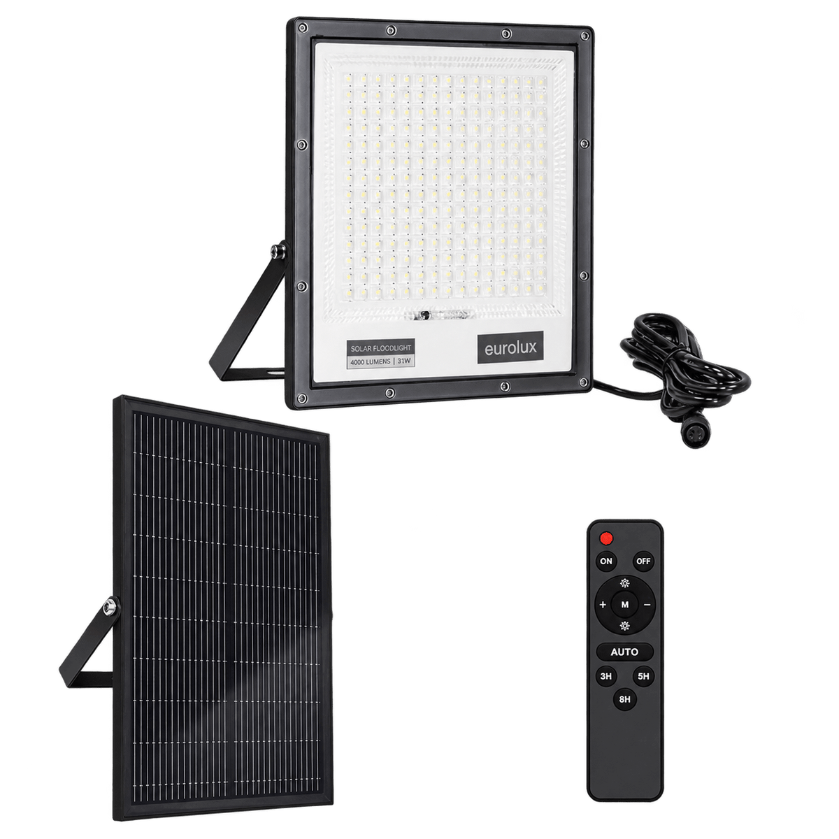 Solar LED Floodlight - 31W - 4000lm - 6500K — transparent background