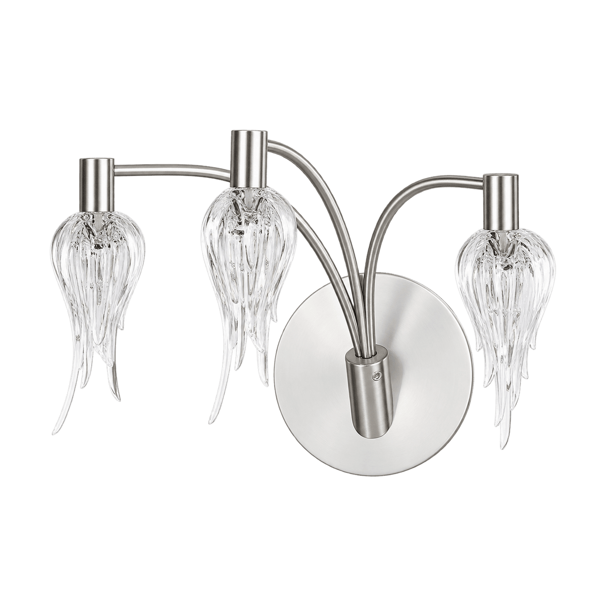 20W G4 Bi-Pin 3-Star Glass Wall Light, Satin Chrome – transparent background product image