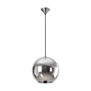 60W Black & Chrome Glass Ball Pendant Light, E27 – transparent background product image