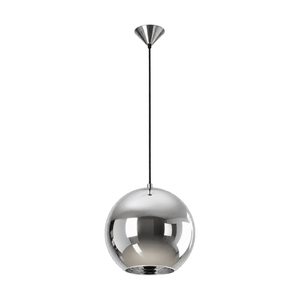 60W Black & Chrome Glass Ball Pendant Light, E27 – white background product image