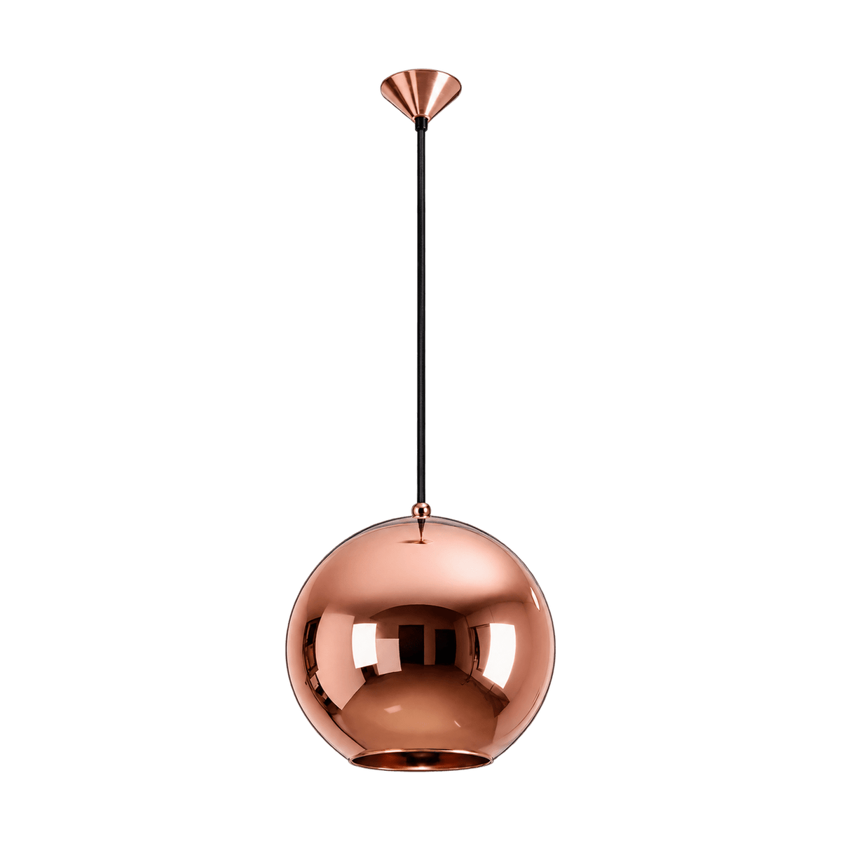 40W Black & Copper Glass Ball Pendant Light, E27 – transparent background product image