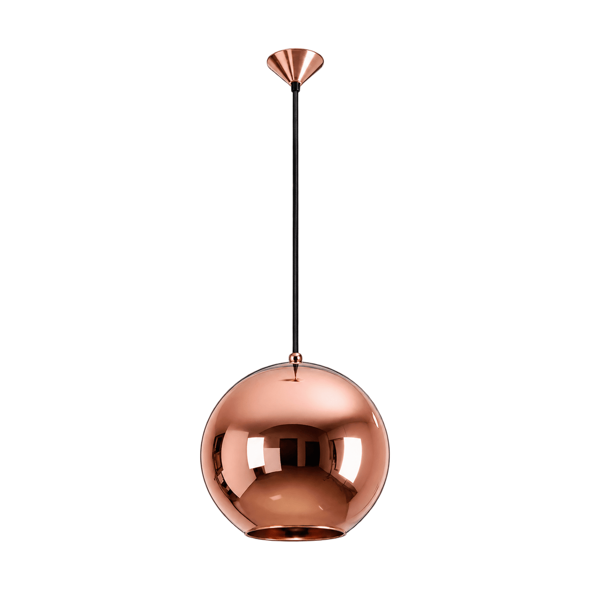 40W Black & Copper Glass Ball Pendant Light, E27 – white background product image