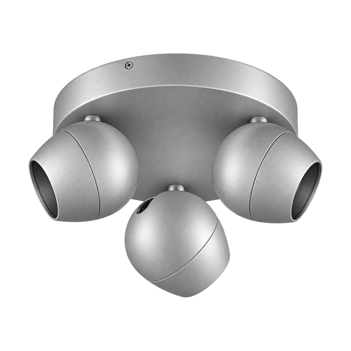 3-Light Adjustable GU10 Spotlight Plate, Brushed Aluminium – transparent background product image
