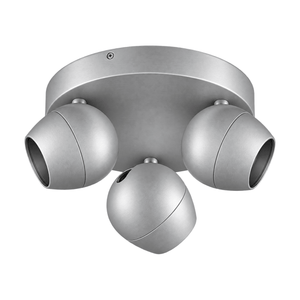 3-Light Adjustable GU10 Spotlight Plate, Brushed Aluminium – white background product image