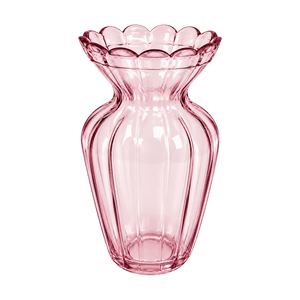Glass Vase – Dusty Pink Scalloped Rim – transparent background product image