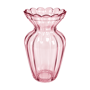 Glass Vase – Dusty Pink Scalloped Rim – white background product image
