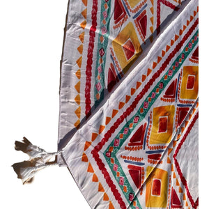 Red Orange Tribal Triangle Art Scarf - Future Decor