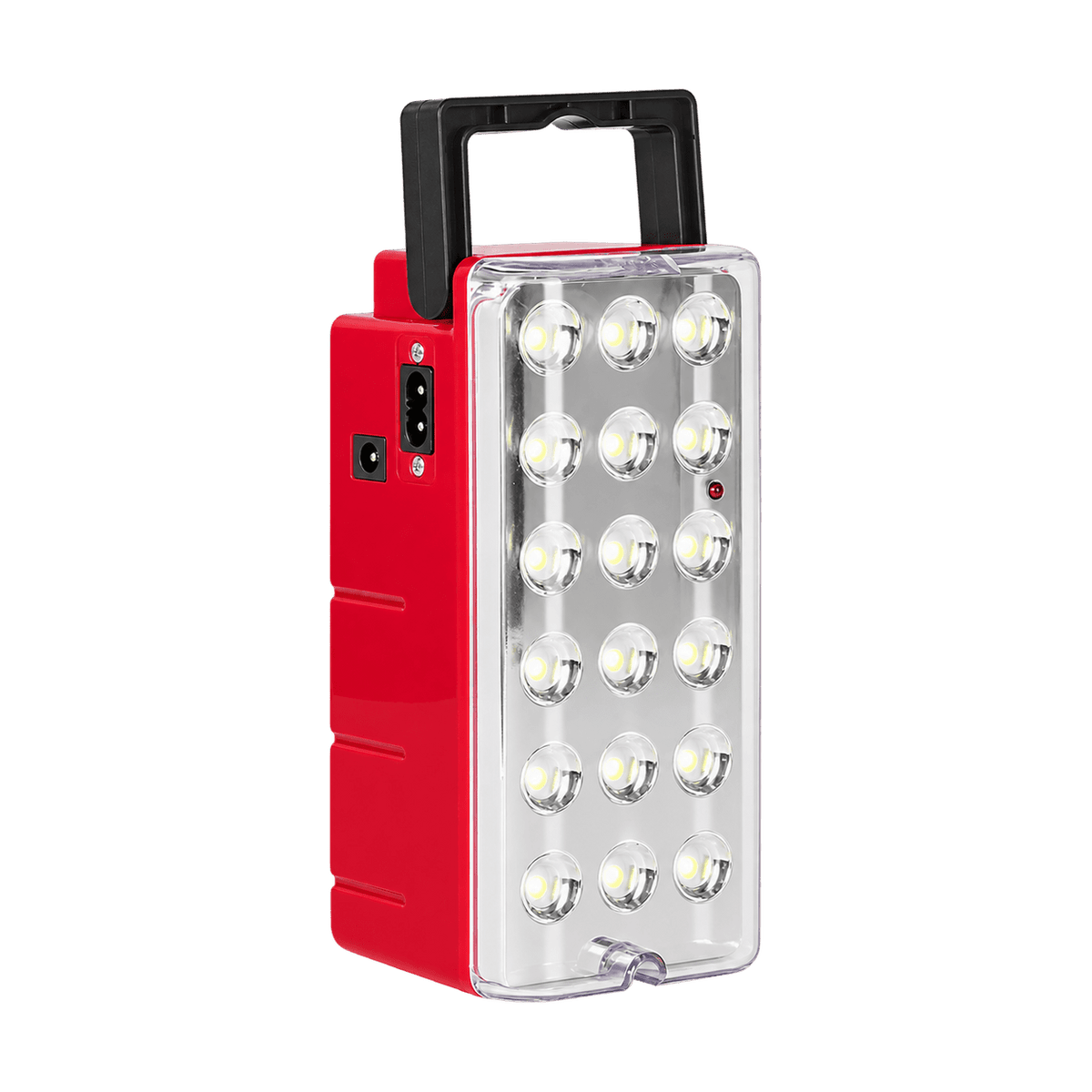 Red rechargeable LED lantern, transparent background