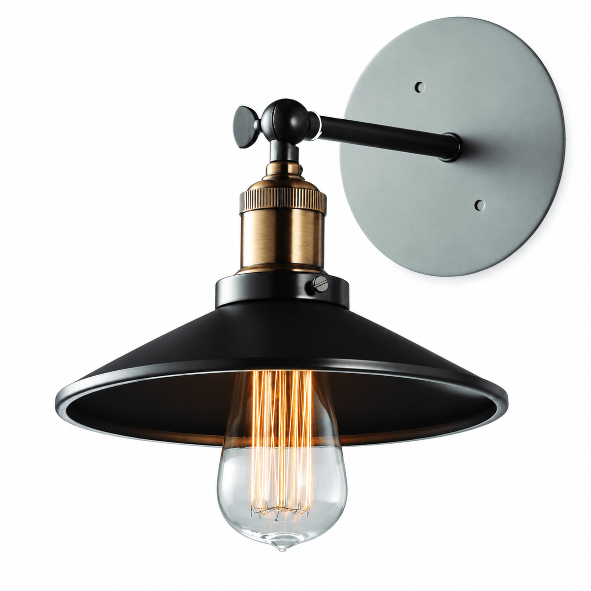 Retro Industrial Wall Reading Light - Long Arm on white background