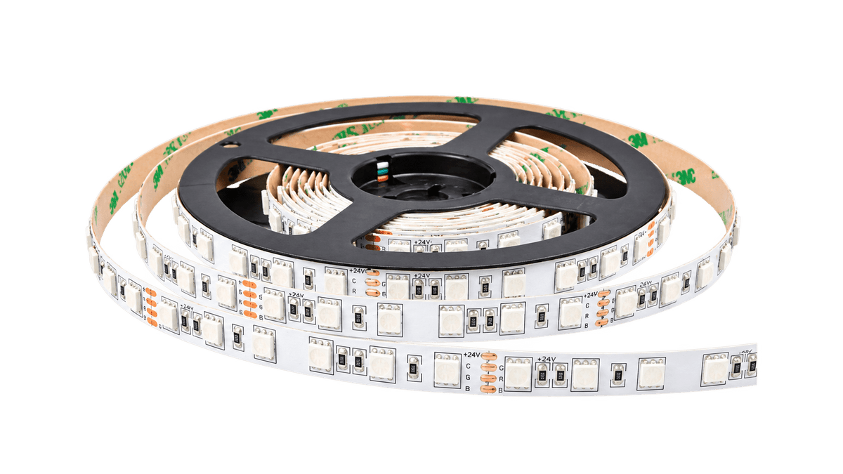 Coil of RGB LED striplight on a transparent background