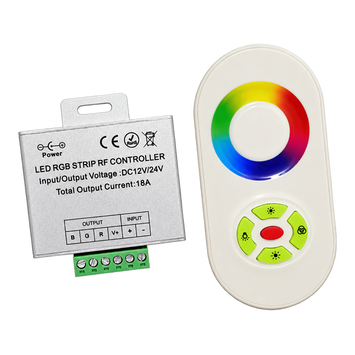 Transparent cutout of the RGB strip controller and touch-wheel remote