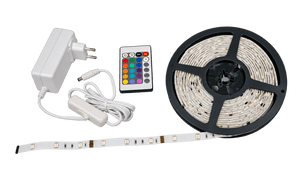 RGBW LED striplight kit components on transparent background