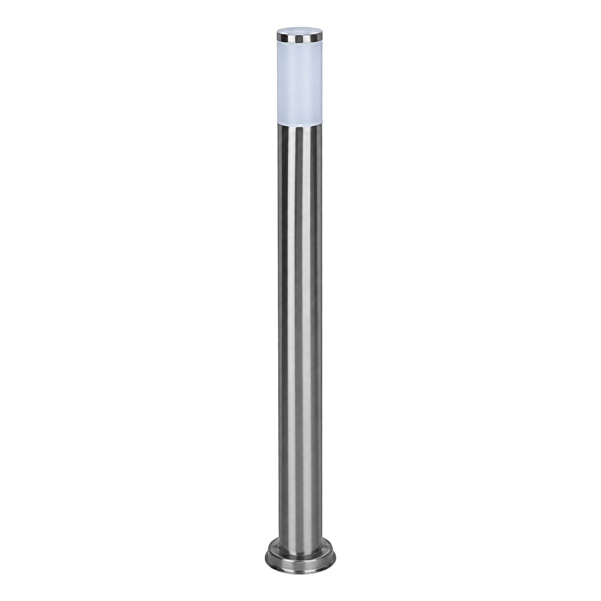 1100 mm stainless steel bollard with frosted diffuser on a transparent background.