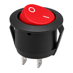 Round Rocker Switch - Red 10A, transparent background