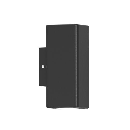 Black Ryke up-and-down outdoor wall light on a white background
