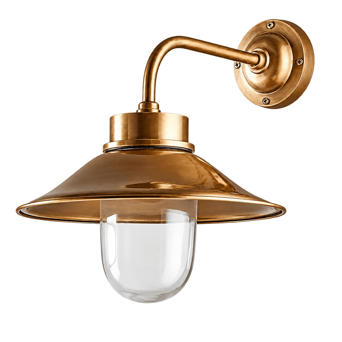 Antique brass Sandhurst outdoor wall lantern on a transparent background