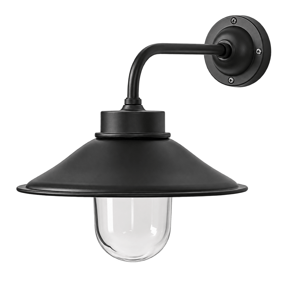 Sandhurst wall lamp matt black, transparent background, 1254 square