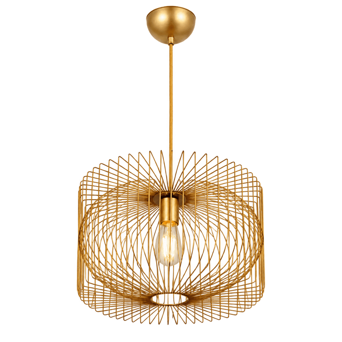 Scandi Gold Wire Pendant Light on a transparent background