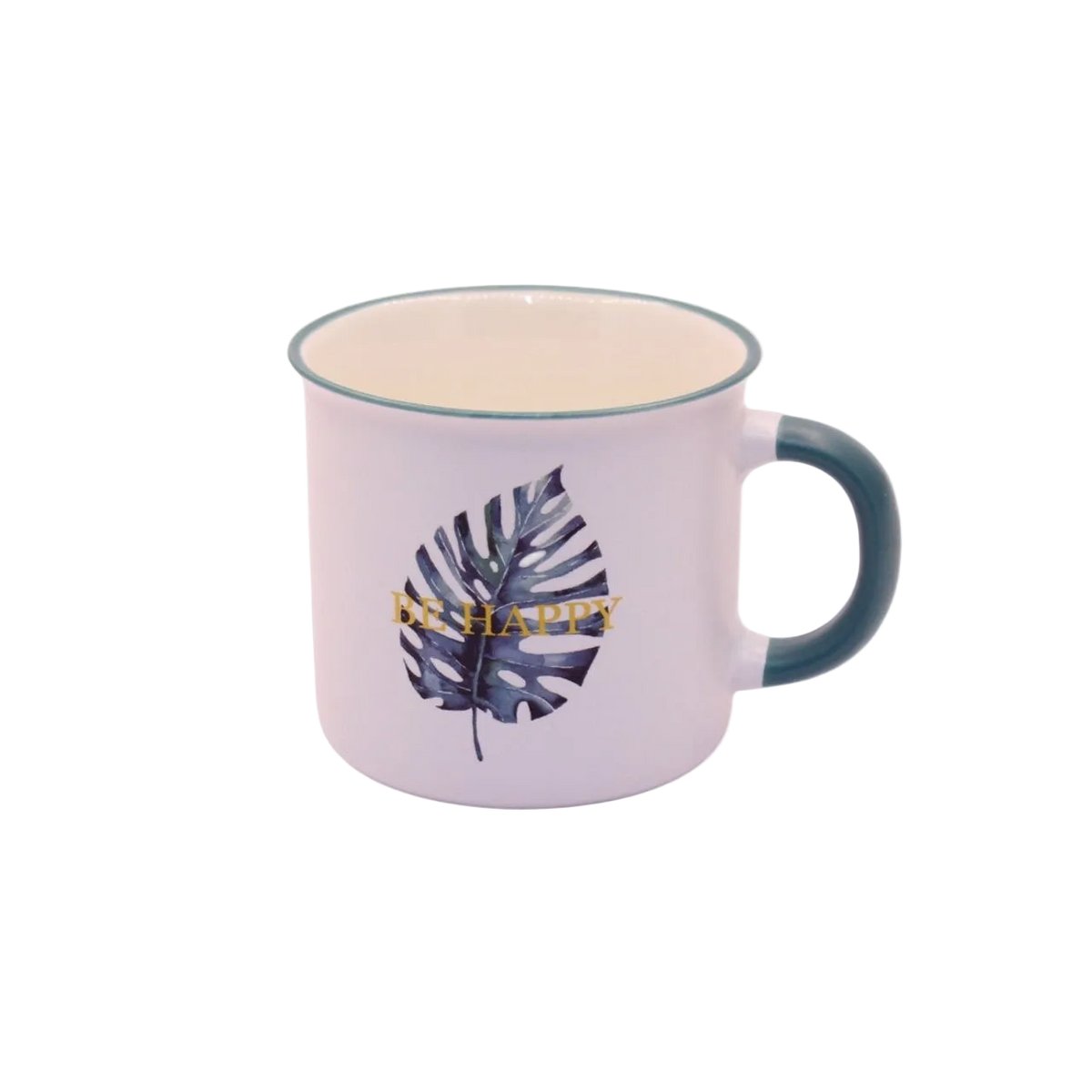 Single Leaf Ceramic Mug - Be Happy