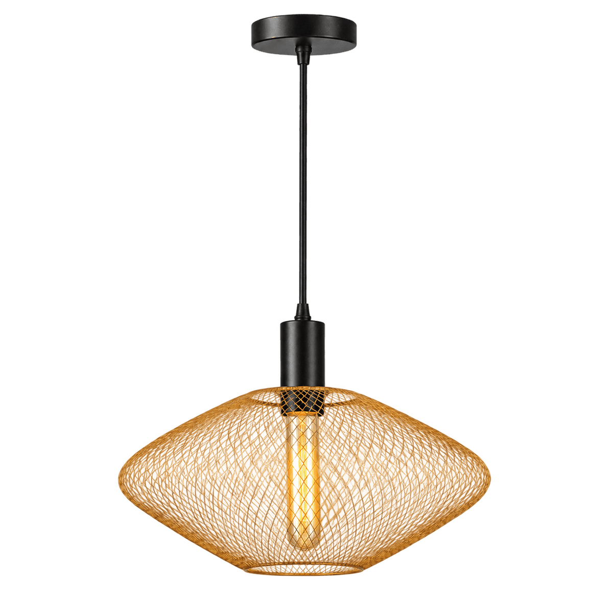 Slade Gold Mesh Ceiling Light on transparent background