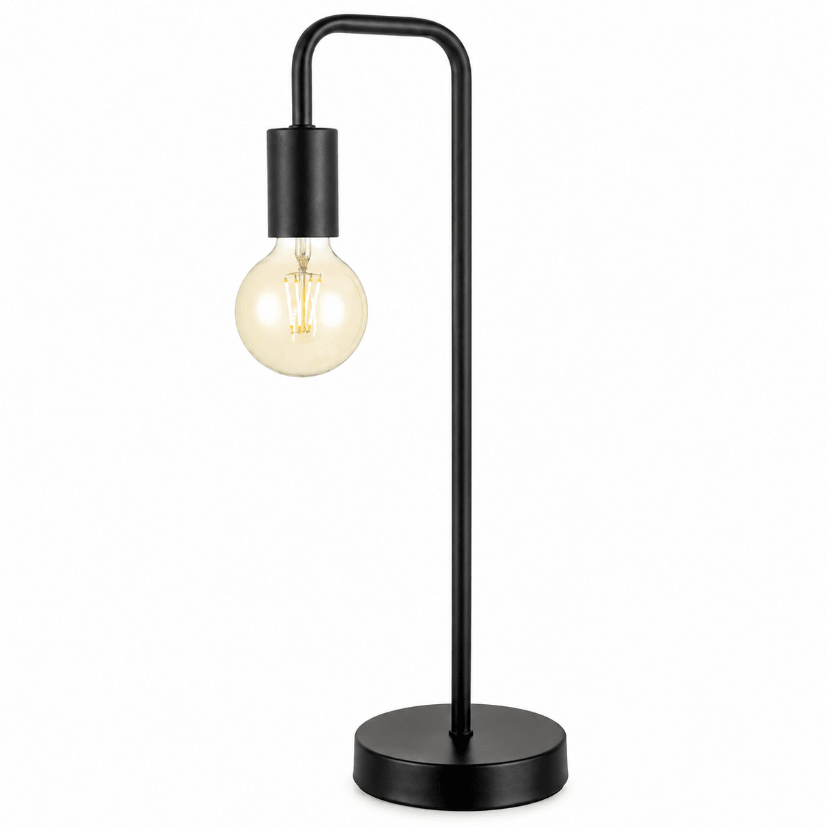 Sleek Metal Table Lamp - Black on white background