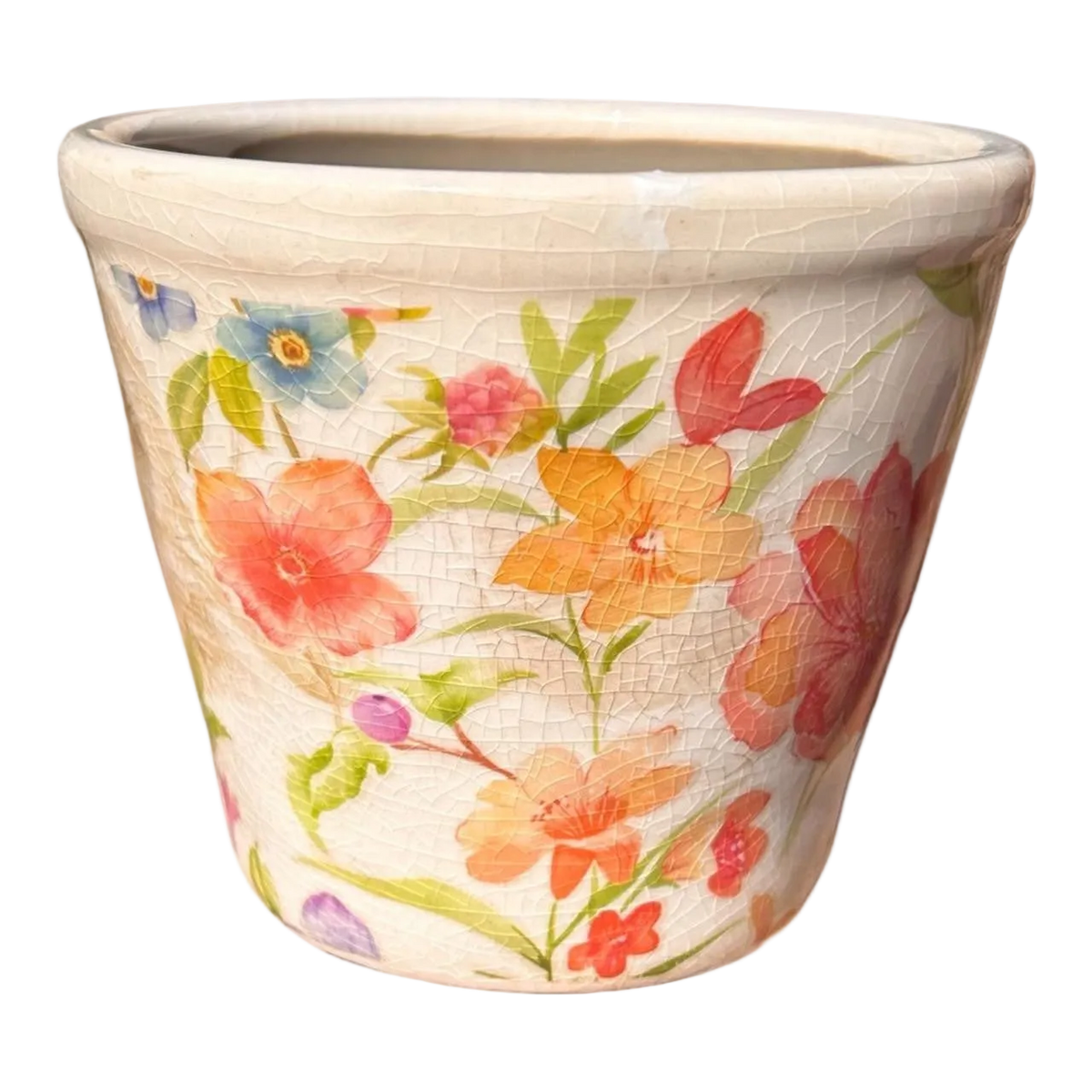 Small Ceramic Pot - Flowers