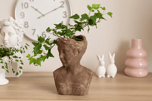 Small Grey & Gold Female Bust Planter - Future Decor